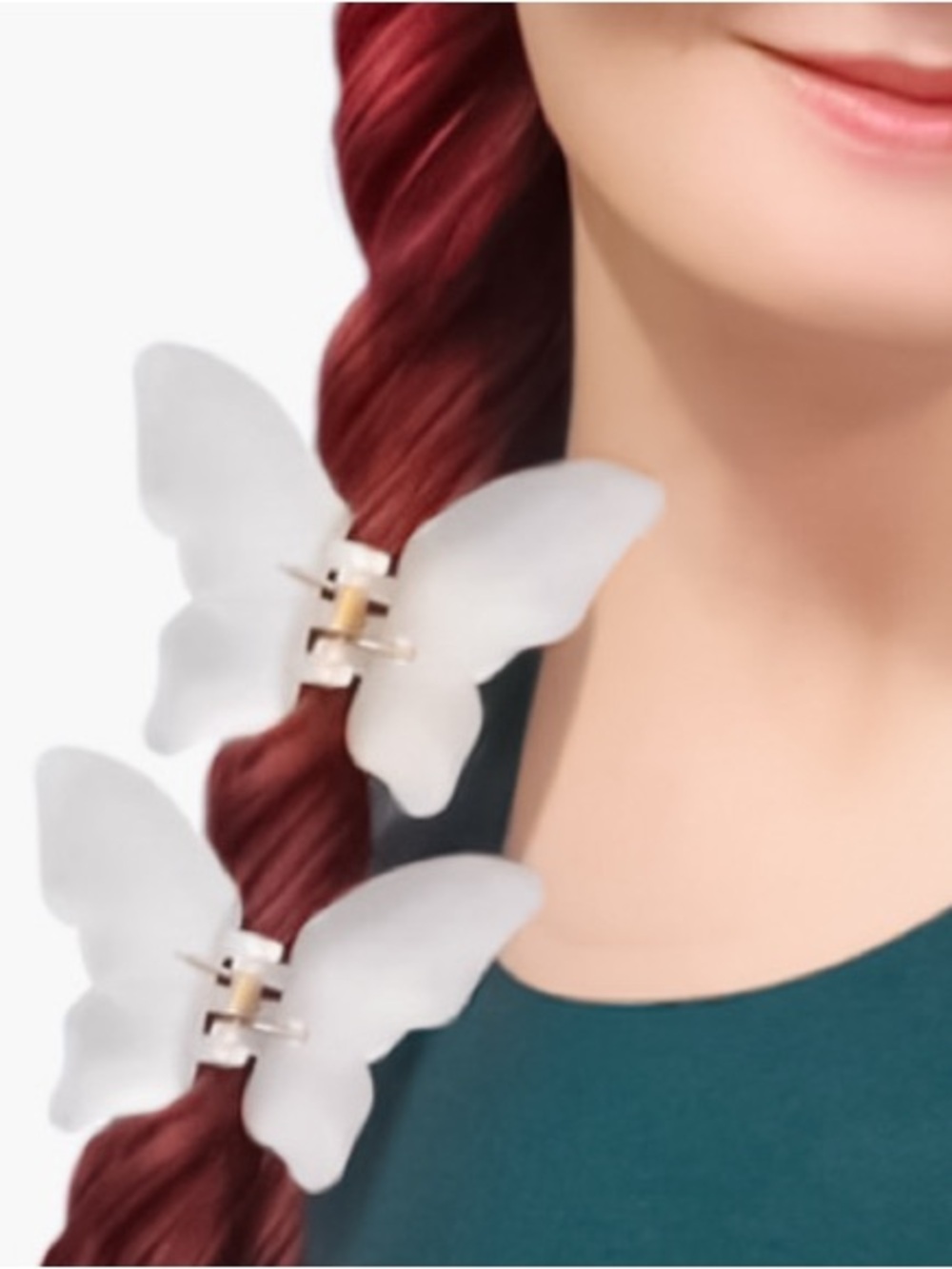 Hairitage Mindy McKnight Butterfly Clips Hair Claw Clips White Set NWT